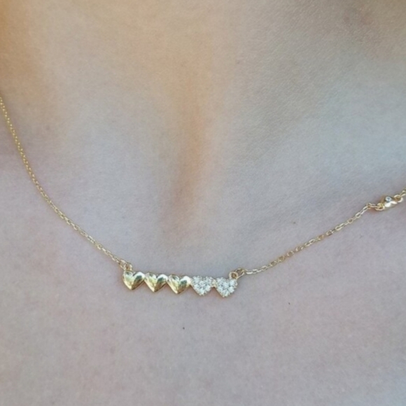 Mini Hearts Pendant Dainty Minimalist Necklace - Picture 3 of 5